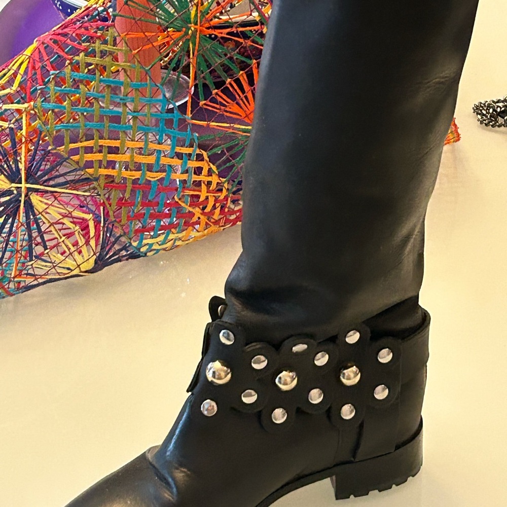 RED Valentino Black Boots with Silver Accents